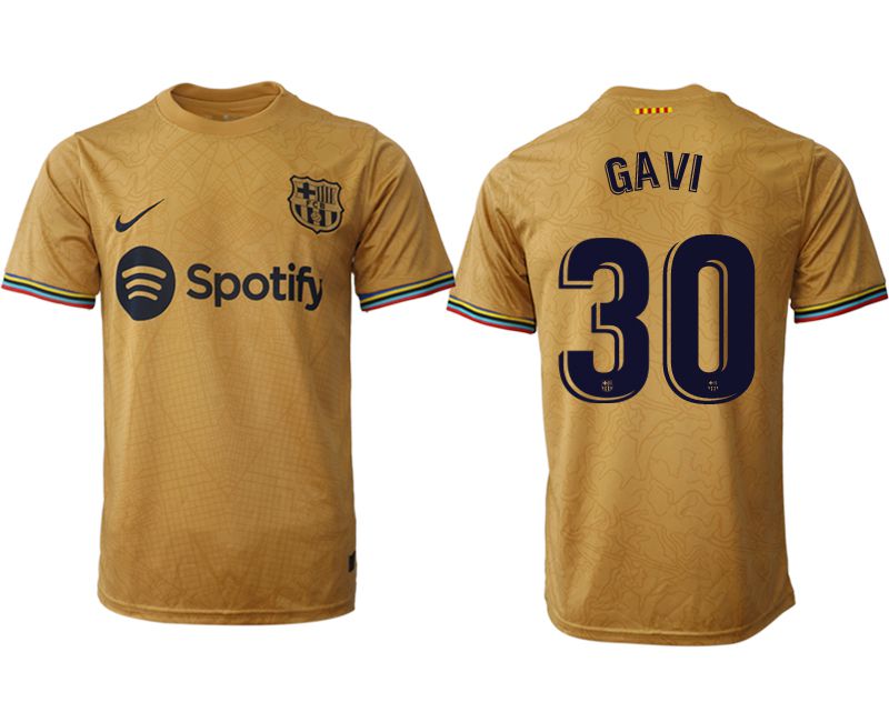 Men 2022-2023 Club Barcelona away aaa version yellow 30 Soccer Jersey